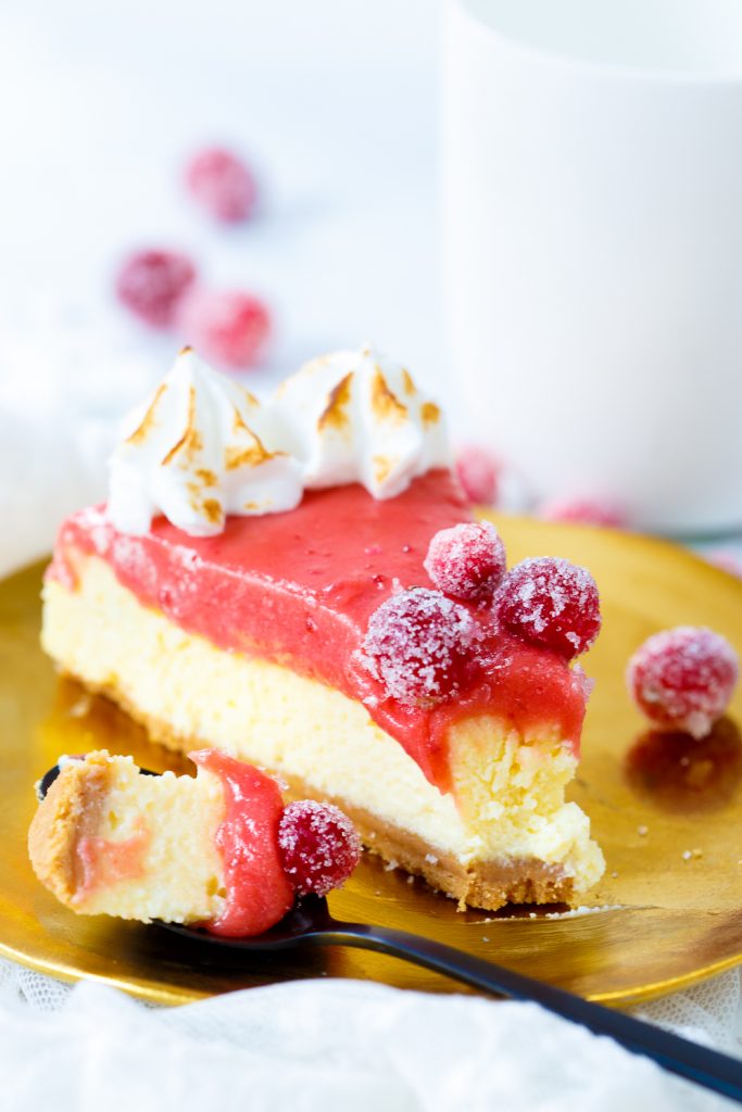 Cranberry meringue cheesecake