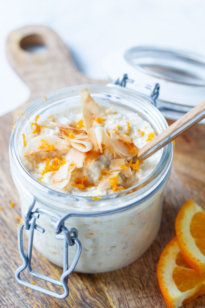 sinaasappel-vanille overnight oats