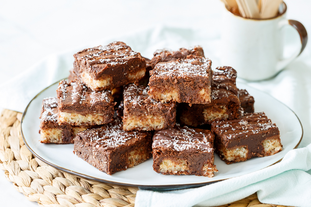 Witte kokos brownies - Zoetrecepten