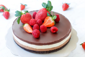Chocolade cheesecake (drie soorten chocolade!)