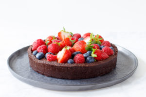 Gezonde chocoladetaart met browniebodem