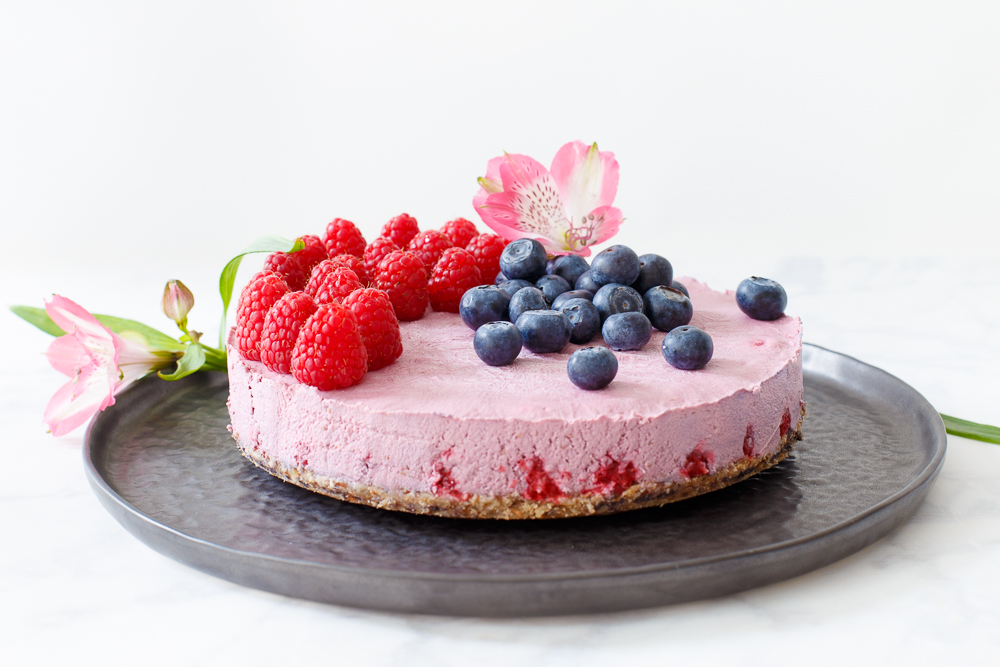 Vegan frambozencheesecake