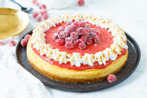 Cranberry cheesecake met meringue