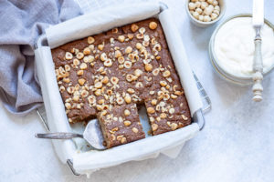 Healthy hazelnoot-perenblondies met koffiesmaak