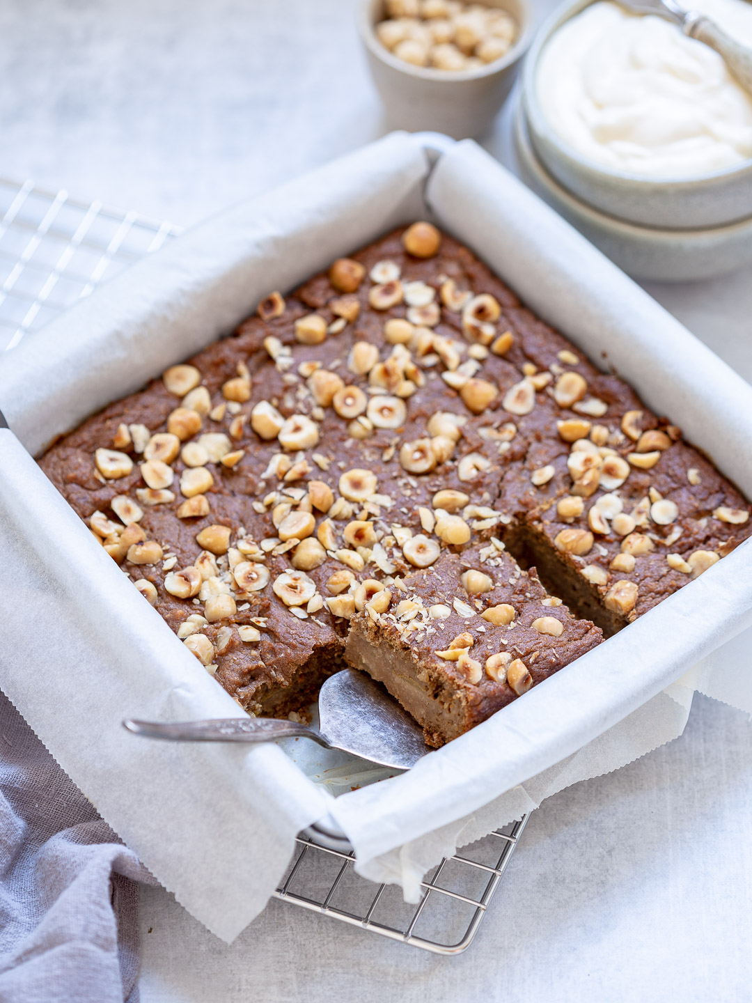 Healthy hazelnoot-perenblondies met koffiesmaak