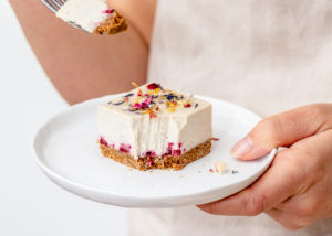 Vegan cheesecake met witte chocolade