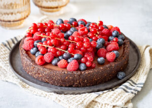 Vegan chocolade fudge taart met pompoen