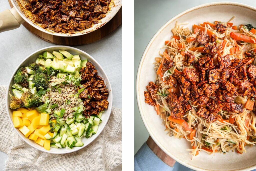 Bowls met sticky tempeh uit de airfryer