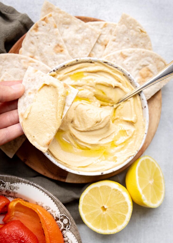 Hummus zonder sesam met pita